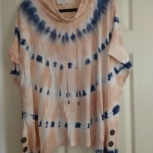 New direction studio tie dye hooded tunic